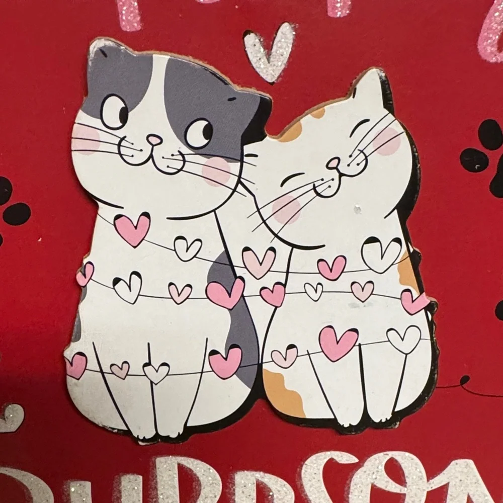 Cute Cat Wall Art - Red and White